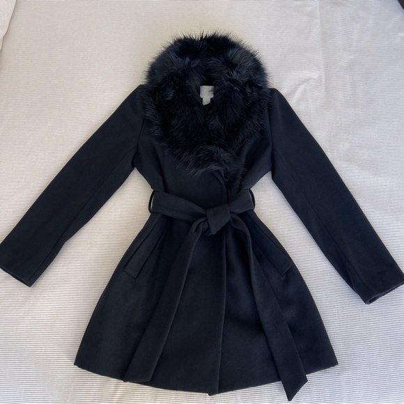 H&M Jackets & Blazers - H&M Black Faux Fur Trimmed Coat